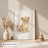 Affiche Lionceau aquarelle encadrée - Made in France
