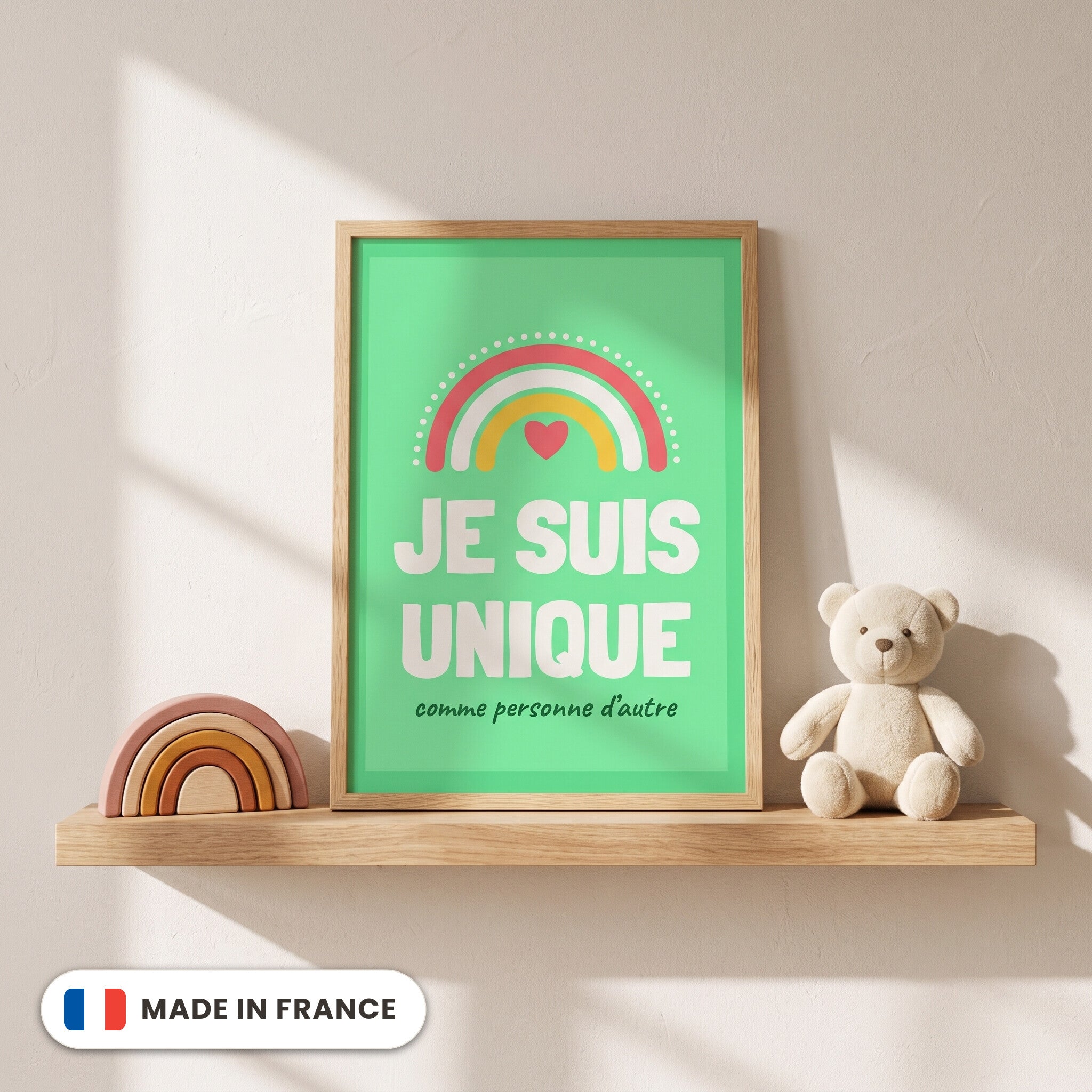 Affiche Je suis unique encadrée - Made in France