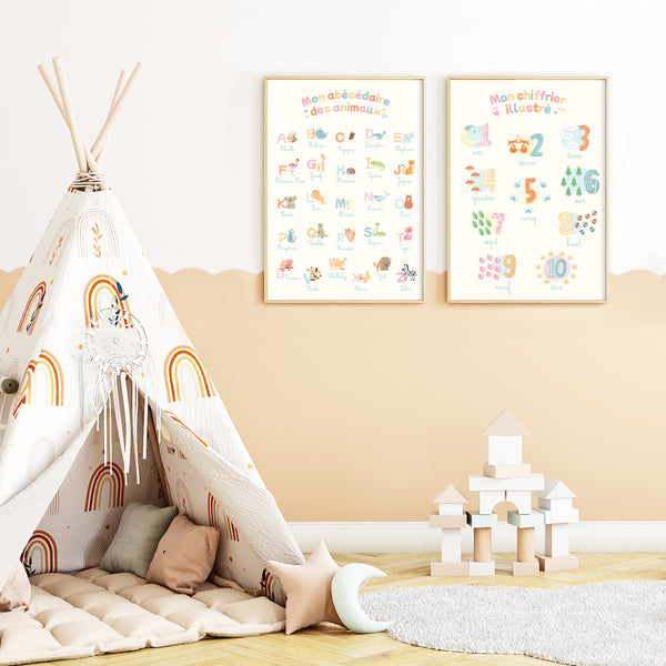 Pack de 2 Affiches Éducatives 📚 (Mon Abécédaire + Mon Chiffrier Illustrés)