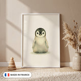 Affiche Pingouin aquarelle encadrée - Made in France