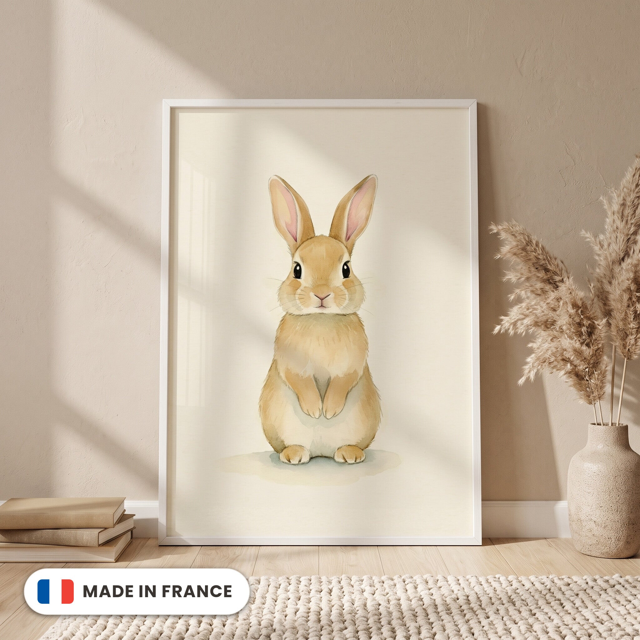 Affiche Lapin aquarelle encadrée - Made in France